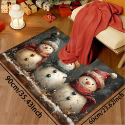 Amorly Snowman Christmas Area Rug, Non Slip Winter Runner Mat, Festive Floor Decor For Living Room, Bedroom, Laundry Room Entryway Xmas - thumbnail 2