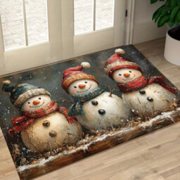 Amorly Snowman Christmas Area Rug, Non Slip Winter Runner Mat, Festive Floor Decor For Living Room, Bedroom, Laundry Room Entryway Xmas - thumbnail 3