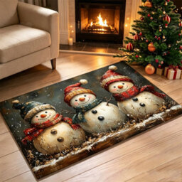 Amorly Snowman Christmas Area Rug, Non Slip Winter Runner Mat, Festive Floor Decor For Living Room, Bedroom, Laundry Room Entryway Xmas - thumbnail 5