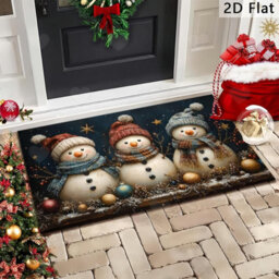 Amorly Snowman Christmas Area Rug, Non Slip Winter Runner Mat, Festive Floor Decor For Living Room, Bedroom, Laundry Room Entryway Xmas - thumbnail 1
