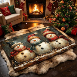 Amorly Snowman Christmas Area Rug, Non Slip Winter Runner Mat, Festive Floor Decor For Living Room, Bedroom, Laundry Room Entryway Xmas - thumbnail 8