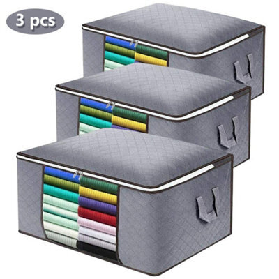 3X 84L Large Storage Bags Duvet Quilt Bedding Storage Bag King Size Grey Uk - image 1