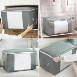 3X 84L Large Storage Bags Duvet Quilt Bedding Storage Bag King Size Grey Uk - thumbnail 5