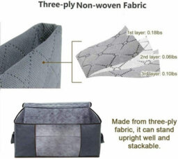 3X 84L Large Storage Bags Duvet Quilt Bedding Storage Bag King Size Grey Uk - thumbnail 3