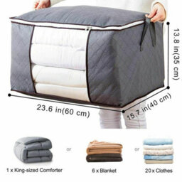 3X 84L Large Storage Bags Duvet Quilt Bedding Storage Bag King Size Grey Uk - thumbnail 2