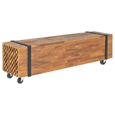 Walplus Tv Stand 110X30X32.5 Cm Solid Teak Wood - image 1