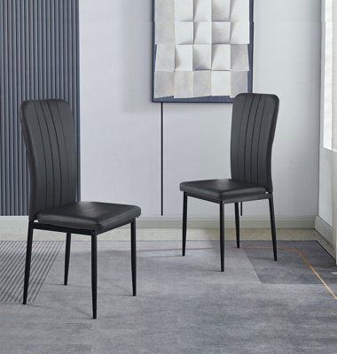 Hallowood Furniture Cullompton Dining Chair With Black Faux Leather Backrest And Seat (Pair) - image 1