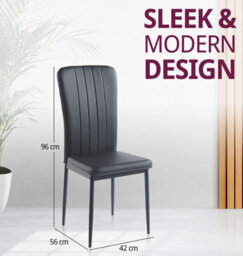 Hallowood Furniture Cullompton Dining Chair With Black Faux Leather Backrest And Seat (Pair) - thumbnail 3