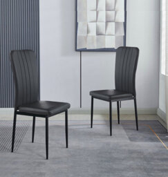 Hallowood Furniture Cullompton Dining Chair With Black Faux Leather Backrest And Seat (Pair) - thumbnail 1