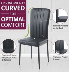 Hallowood Furniture Cullompton Dining Chair With Black Faux Leather Backrest And Seat (Pair) - thumbnail 4