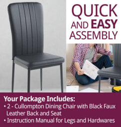 Hallowood Furniture Cullompton Dining Chair With Black Faux Leather Backrest And Seat (Pair) - thumbnail 7