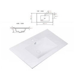 Impact Furniture Bathroom Vanity Unit With Basin 800mm Sink Cabinet White Ribbed Fluted Wall Hung With Drawers Adel - thumbnail 9