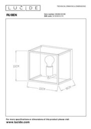 Lucide Ruben Modern Wall Light - 1Xe27 - Black - thumbnail 7
