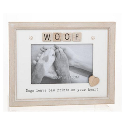 "Scrabble Sentiments Photo Frame  6X4"" - Woof (Dog)" - image 1