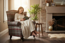 Wing Chair Original Fireside High Back Armchair P And S Balmoral Rosso Check Real Fabric - thumbnail 5