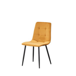 Mof Dining Chairs Set Of 6 Velvet Dining Chair With Padded Seat And Backrest, Sturdy Metal Legs Yellow Check - thumbnail 5
