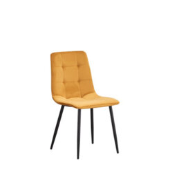 Mof Dining Chairs Set Of 6 Velvet Dining Chair With Padded Seat And Backrest, Sturdy Metal Legs Yellow Check - thumbnail 2