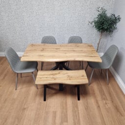 Kosy Koala Modern Dining Table With 4 Grey Gem Faux Leather Chairs And 1 Bench - thumbnail 2