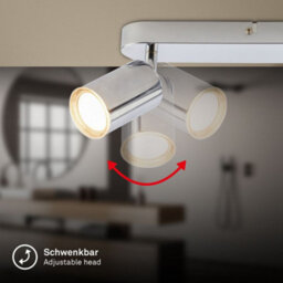 Briloner Chrome Metal 3 Light Gu10 Ceiling Spotlight Adjustable Ip44 Max 9W 47.5Cm - thumbnail 2