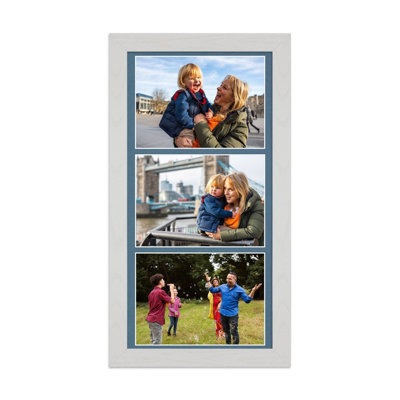 AK Frames 16X8 White Ash Modern Multi Photo Frame With Pompadour Mount - Holds 3 Apertures (3X) 7X5 Photos - image 1