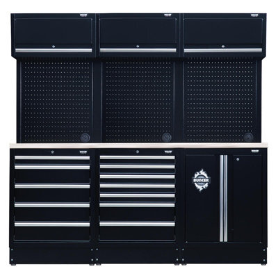 Draper Bunker 14 Piece Workshop Storage Solution With 2040mm Stainless Steel Worktop - image 1