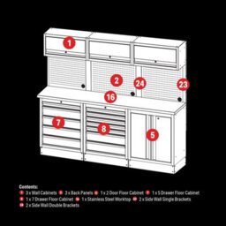 Draper Bunker 14 Piece Workshop Storage Solution With 2040mm Stainless Steel Worktop - thumbnail 2