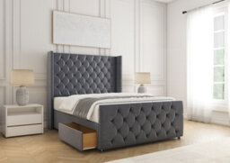 Bsspoke Florida Divan Bed Set Steel Plush Velvet With 54Inch Headboard & Footboard 2 Drawers Footend & Mattress In All Sizes - thumbnail 1