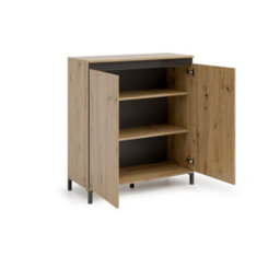 FurniComp LTD Furnicomp Cancun 2 Door 100Cm Anthracite And Artisan Oak Highboard/tall Sideboard - thumbnail 4