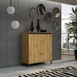 FurniComp LTD Furnicomp Cancun 2 Door 100Cm Anthracite And Artisan Oak Highboard/tall Sideboard - thumbnail 1