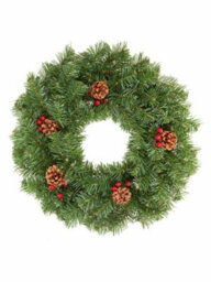 Premier Decorations Green Christmas Door Wreath With Berries & Cones Decoration - 50Cm - thumbnail 1