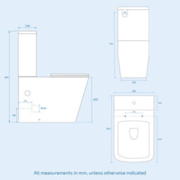 Nes Home Grey 500mm Wall Hung Vanity Basin Unit & Square Rimless Close Coupled Toilet - thumbnail 8