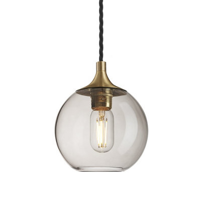 Industville Chelsea Glass Globe Pendant - 7 Inch, Mocha Glass Globe - 7 Inch, Brass Pendant Holder - image 1