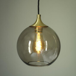 Industville Chelsea Glass Globe Pendant - 7 Inch, Mocha Glass Globe - 7 Inch, Brass Pendant Holder - thumbnail 2
