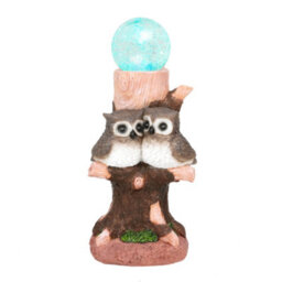 Gardenwize Solar Owl Multi-Colour Crackle Ball Light Colour-Changing Led Outdoor Garden Ornament - thumbnail 1