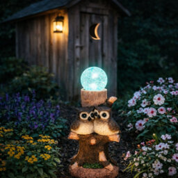 Gardenwize Solar Owl Multi-Colour Crackle Ball Light Colour-Changing Led Outdoor Garden Ornament - thumbnail 6