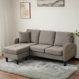 Btm Lshaped Corner Sofa With Chaise Lounge, 3Seater Cottonlinen Sofa 166X118X77Cm, Modular Living Room Sofa - thumbnail 8