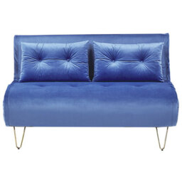 Beliani Sofa Bed 2 Seater Vestfold Velvet Navy Blue