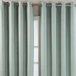 "Homescapes Duck Egg Blue Linen Eyelet Lined Curtain Pair, 90 X 72""" - thumbnail 2
