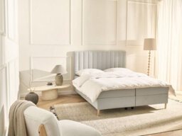 Beliani Divan Bed With Storage Fabric Officer 160 X 200 Cm (Eu King Size) Off-White - thumbnail 2