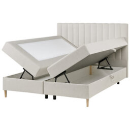 Beliani Divan Bed With Storage Fabric Officer 160 X 200 Cm (Eu King Size) Off-White - thumbnail 6