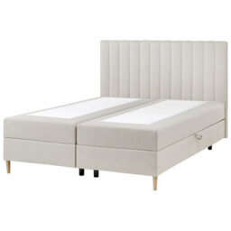 Beliani Divan Bed With Storage Fabric Officer 160 X 200 Cm (Eu King Size) Off-White - thumbnail 5