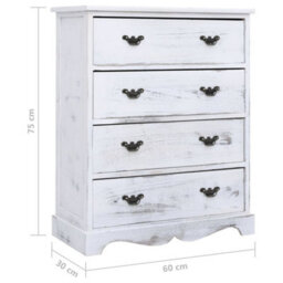 Berkfield Drawer Cabinet White 60X30X75 Cm Wood - thumbnail 8