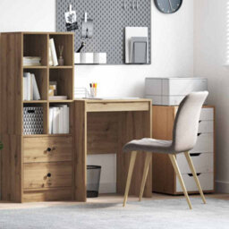 Berkfield Modern Writing Desk Artisan Oak Engineered Wood 60 X 50 X 76 Cm - thumbnail 2