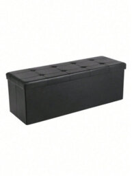 LEDREM 110 Cm Ottoman Storage Box, Foldable Storage Bench, Chest With Lid, Footstool, Padded Seat, Synthetic Leather - thumbnail 6