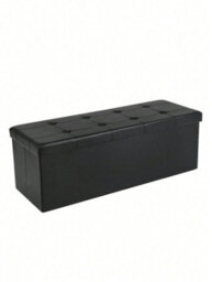 LEDREM 110 Cm Ottoman Storage Box, Foldable Storage Bench, Chest With Lid, Footstool, Padded Seat, Synthetic Leather - thumbnail 3