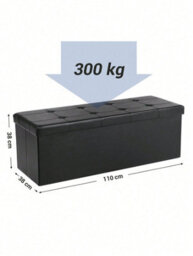 LEDREM 110 Cm Ottoman Storage Box, Foldable Storage Bench, Chest With Lid, Footstool, Padded Seat, Synthetic Leather - thumbnail 4