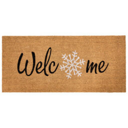 Beliani Doormat Balanacan Natural 55 X 120 Cm Christmas Motif Coir