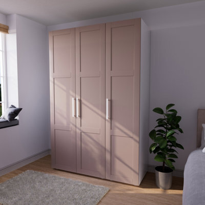 Atomia Contemporary Matt Antique Rose Tall Triple Wardrobe (H)2247mm (W)1000mm (D)580mm - image 1