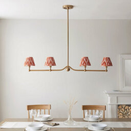 Loops Stylish 2 Pack Brushed Brass Ceiling Pendant Lights With Apricot Shades - thumbnail 4