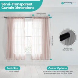 "Neel Blue Voile Curtains Slot Top, 2 Curtains, Cream - 56"" Width X 54"" Drop" - thumbnail 2